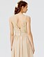 cheap Bridesmaid Dresses-Sheath / Column V Neck Floor Length Chiffon / Sheer Lace Bridesmaid Dress with Appliques / Sash / Ribbon / Pleats