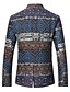 cheap Men&#039;s Trench Coat-Men&#039;s Daily Sophisticated Fall / Winter Regular Blazer Shirt Collar Long Sleeve Cotton Print Blue / Orange