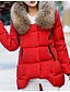 cheap Women&#039;s Puffer&amp;Parka-Women&#039;s Fall Winter Padded Parka Daily Streetwear Solid Colored Faux Fur Polyester Long Sleeve Hooded Black / Red / Pink M / L / XL