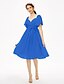 cheap Bridesmaid Dresses-A-Line Queen Anne Knee Length Chiffon Bridesmaid Dress with Sash / Ribbon / Criss Cross / Pleats