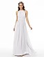 cheap Bridesmaid Dresses-A-Line Jewel Neck Floor Length Chiffon Bridesmaid Dress with Criss Cross / Pleats / Ruched / Open Back