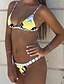 tanie Bikini i odzież kąpielowa-Damskie Boho Żółty Bikini Stroje kąpielowe Nadruk S M L