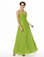 cheap Bridesmaid Dresses-A-Line Spaghetti Strap Floor Length Chiffon Bridesmaid Dress with Ruched / Pleats