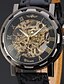 cheap Mechanical Watches-WINNER Men&#039;s Analog Mechanical manual-winding Vintage Hollow Engraving / Stainless Steel / Leather