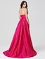 cheap Special Occasion Dresses-Ball Gown Minimalist Dress Holiday Cocktail Party Sweep / Brush Train Sleeveless Strapless Taffeta with Pleats Split Front 2023
