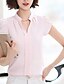 preiswerte Blusen und Hemden für Damen-Damen Solide Ausgehen Baumwolle Bluse, V-Ausschnitt Rosa