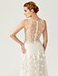 cheap Special Occasion Dresses-Ball Gown See Through Dress Holiday Cocktail Party Sweep / Brush Train Sleeveless Bateau Neck All Over Lace with Lace Pleats Appliques 2023