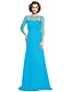cheap Mother of the Bride Dresses-A-Line Mother of the Bride Dress Elegant Bateau Neck Floor Length Chiffon Half Sleeve with Beading 2020 / Illusion Sleeve