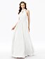 cheap Bridesmaid Dresses-A-Line High Neck Floor Length Chiffon Bridesmaid Dress with Buttons / Sash / Ribbon / Criss Cross by LAN TING BRIDE®