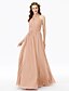 cheap Bridesmaid Dresses-A-Line High Neck Floor Length Chiffon Bridesmaid Dress with Buttons / Sash / Ribbon / Criss Cross by LAN TING BRIDE®