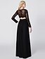 cheap Special Occasion Dresses-Two Piece Sheath / Column Two Piece Dress Holiday Cocktail Party Floor Length Long Sleeve Jewel Neck Chiffon with Pleats Appliques 2023