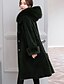 preiswerte Pelz &amp; Ledermode für Damen-Damen Alltag / Ausgehen Einfach / Freizeit Herbst / Winter Maxi Mantel, Solide Mit Kapuze Langarm Wolle / Polyester / Elasthan Schwarz / Purpur / Armeegrün