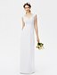 cheap Bridesmaid Dresses-Sheath / Column Queen Anne Floor Length Chiffon / Sheer Lace Bridesmaid Dress with Lace / Criss Cross / See Through