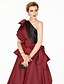 cheap Special Occasion Dresses-Ball Gown Celebrity Style Dress Holiday Court Train Sleeveless One Shoulder Satin with Pleats Side Draping Color Block 2022 / Cocktail Party / Formal Evening