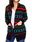 cheap Women&#039;s Sweaters-Women&#039;s Daily / Going out Print Geometric Long Sleeve Loose Regular Cardigan, V Neck Fall / Winter Green / Black / Red L / XL / XXL