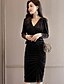 cheap Casual Dresses-Women&#039;s Sheath Dress Midi Dress Black Blue Gray Brown Long Sleeve Solid Colored V Neck Velvet S M L XL XXL 3XL / Plus Size / Plus Size