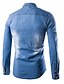 cheap Men&#039;s Casual Shirts-Men&#039;s Shirt Solid Colored Shirt Collar Blue Light Blue Long Sleeve Plus Size Daily Ripped Tops Cotton Vintage / Winter / Fall / Winter