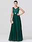 cheap Evening Dresses-A-Line Elegant Dress Formal Evening Floor Length Sleeveless V Neck Chiffon V Back with Sash / Ribbon Beading 2022