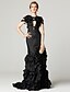 Χαμηλού Κόστους Βραδινά Φορέματα-Τρομπέτα / Γοργόνα Στυλ Διασήμων Αργίες Κοκτέιλ Πάρτι Επίσημο Βραδινό Φόρεμα Ώμοι Έξω Αμάνικο Ουρά Σατέν Ταφτάς με Πλισέ Λουλούδι 2020