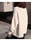 baratos Suéteres de Mulher-Mulheres Diário Casual Sólido Manga Longa Padrão Pulôver, Gola Alta Algodão Branco / Cinzento