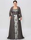 cheap Mother of the Bride Dresses-Plus Size A-Line Strapless Floor Length Chiffon Beaded Lace Mother of the Bride Dress with Beading Appliques Ruched by LAN TING BRIDE®