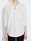 billige Topper i store størrelser-Dame Skjorte Stripet Skjortekrage Ut på byen Løstsittende Topper Hvit Svart