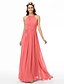 cheap Bridesmaid Dresses-A-Line Jewel Neck Floor Length Chiffon Bridesmaid Dress with Criss Cross / Pleats / Ruched / Open Back