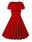 tanie Sukienki w stylu vintage-Damskie Impreza Vintage / Moda miejska Bawełna Swing Sukienka - Solidne kolory W serek Do kolan