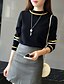 cheap Women&#039;s Sweaters-Women&#039;s Daily Solid Colored / Striped Long Sleeve Short Pullover, Round Neck Fall / Winter White / Black One-Size