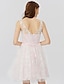 cheap Special Occasion Dresses-Ball Gown Cute Dress Cocktail Party Formal Evening Short / Mini Sleeveless Bateau Neck All Over Lace V Back with Sash / Ribbon Pleats 2023