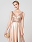 cheap Special Occasion Dresses-Ball Gown Pastel Colors Dress Holiday Cocktail Party Sweep / Brush Train Sleeveless Plunging Neck Stretch Satin with Pleats Sequin 2023