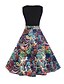 cheap Vintage Dresses-Women&#039;s Daily Going out A Line Dress - Floral Patchwork Blue L XL XXL