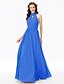 cheap Bridesmaid Dresses-A-Line High Neck Floor Length Chiffon Bridesmaid Dress with Buttons / Sash / Ribbon / Criss Cross by LAN TING BRIDE®