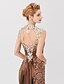 cheap Mother of the Bride Dresses-Mermaid / Trumpet Mother of the Bride Dress Formal Classic &amp; Timeless Elegant &amp; Luxurious Beautiful Back High Neck Court Train Satin Sleeveless No with Sash / Ribbon Appliques 2024