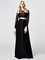 cheap Special Occasion Dresses-Two Piece Sheath / Column Two Piece Dress Holiday Cocktail Party Floor Length Long Sleeve Jewel Neck Chiffon with Pleats Appliques 2023
