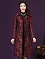 cheap Women&#039;s Coats &amp; Trench Coats-Women&#039;s Trench Coat Going out Winter Fall Maxi Coat Regular Fit Jacket Long Sleeve Floral Print Red