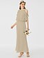 cheap Bridesmaid Dresses-Sheath / Column Bridesmaid Dress Jewel Neck Short Sleeve Elegant Ankle Length Chiffon with Sash / Ribbon / Ruffles