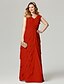 cheap Evening Dresses-Sheath / Column Special Occasion Dresses Elegant Dress Holiday Floor Length Sleeveless V Neck Chiffon with Ruched Tiered 2023