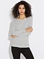 cheap Women&#039;s T-shirts-Women&#039;s Plus Size T-shirt Striped Long Sleeve Tops Cotton Boat Neck Wine White Black