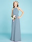 Χαμηλού Κόστους Φορέματα για παρανυφάκια-Γραμμή Α Μακρύ Λαιμός Σιφόν Junior Bridesmaid Dresses &amp; Gowns Με Ζώνη / Κορδέλα Ροζ Παιδικό γαμήλιο φόρεμα καλεσμένων 4-16 ετών