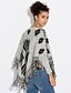 cheap Sweaters &amp; Cardigans-Women&#039;s Print Pullover Cotton Long Sleeve Regular Sweater Cardigans Round Neck Fall Gray