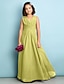 Χαμηλού Κόστους Φορέματα για παρανυφάκια-Γραμμή Α Μακρύ Φόρεμα Νεαρών Παρανύμφων Σιφόν Αμάνικο Λαιμόκοψη V με Χιαστί / Φυσικό / Mini Me