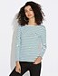cheap Women&#039;s T-shirts-Women&#039;s Plus Size T-shirt Striped Long Sleeve Tops Cotton Boat Neck Wine White Black