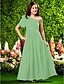 cheap Junior Bridesmaid Dresses-Princess / A-Line One Shoulder Floor Length Chiffon Junior Bridesmaid Dress with Bow(s) / Ruched / Beading / Spring / Summer / Fall / Apple / Hourglass