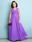 cheap Junior Bridesmaid Dresses-A-Line Floor Length Junior Bridesmaid Dress Chiffon Sleeveless V Neck with Criss Cross / Natural / Mini Me