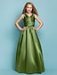 Χαμηλού Κόστους Φορέματα για παρανυφάκια-Πριγκίπισσα Μακρύ Λαιμόκοψη V Σατέν Καλοκαίρι Junior Bridesmaid Dresses &amp; Gowns Με Ζώνη / Κορδέλα Μπλε Παιδικό γαμήλιο φόρεμα καλεσμένων 4-16 ετών