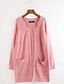 cheap Women&#039;s Sweaters-Women&#039;s Daily / Going out Casual Solid Colored Long Sleeve Long Cardigan, Stand Spring / Fall Cotton Pink XXXL / 4XL / XXXXXL