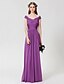 cheap Bridesmaid Dresses-Sheath / Column Off Shoulder Floor Length Jersey Bridesmaid Dress with Criss Cross by LAN TING BRIDE®