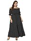 cheap Women&#039;s Dresses-Women&#039;s Swing Dress Maxi long Dress Black Half Sleeve Black Polka Dot Summer Boat Neck Boho Off Shoulder XL XXL 3XL 4XL 5XL 6XL / Plus Size / Plus Size