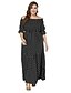 cheap Women&#039;s Dresses-Women&#039;s Swing Dress Maxi long Dress Black Half Sleeve Black Polka Dot Summer Boat Neck Boho Off Shoulder XL XXL 3XL 4XL 5XL 6XL / Plus Size / Plus Size